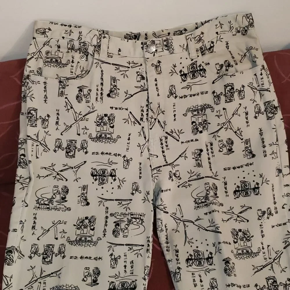 Chico's Design Tan with Black Print Jeans